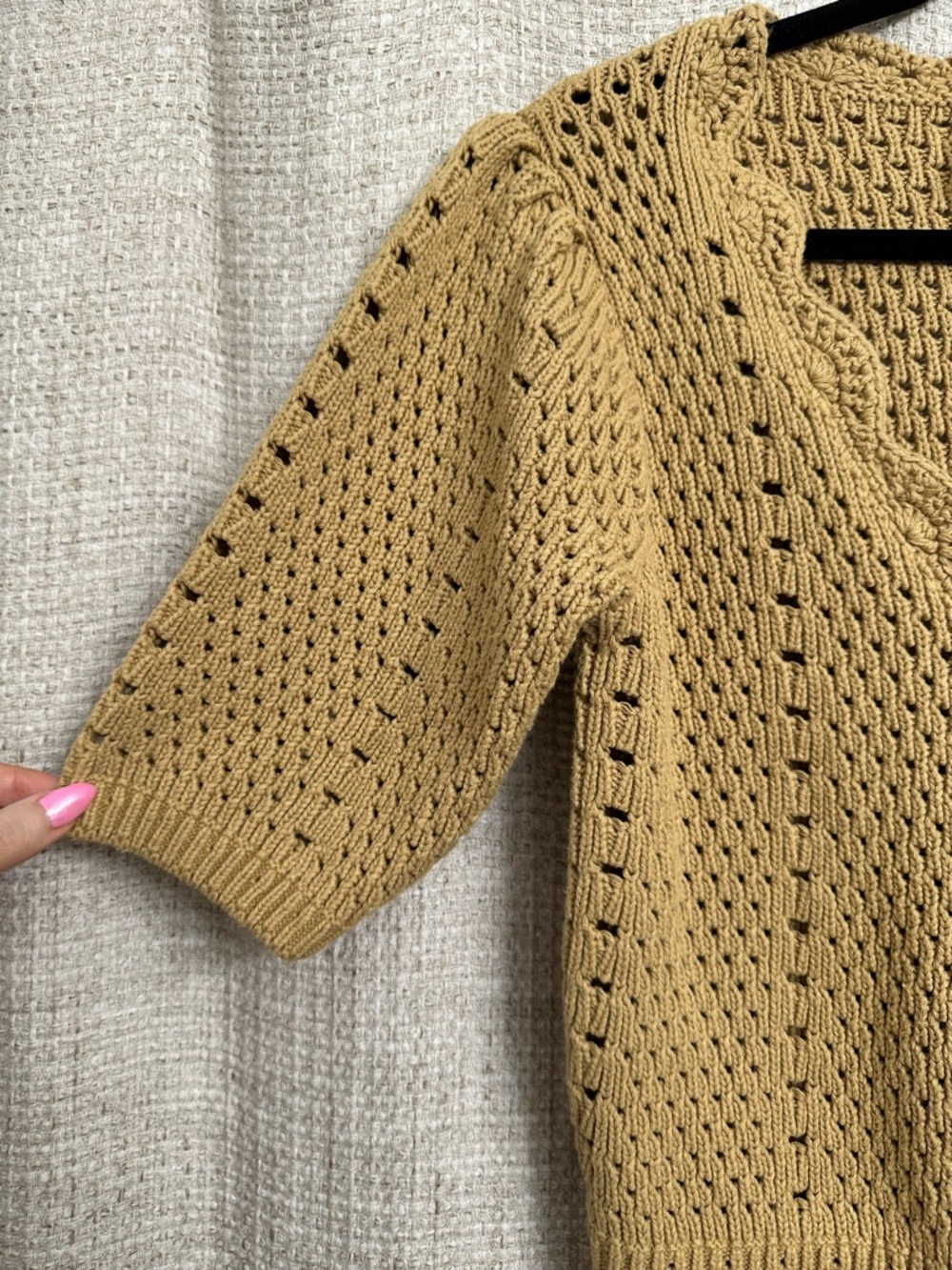 Tuckernuck Hyacinth House Short Sleeve Alice Sweater Cardigan Tan XS Cottagecore - Picture 8 of 11